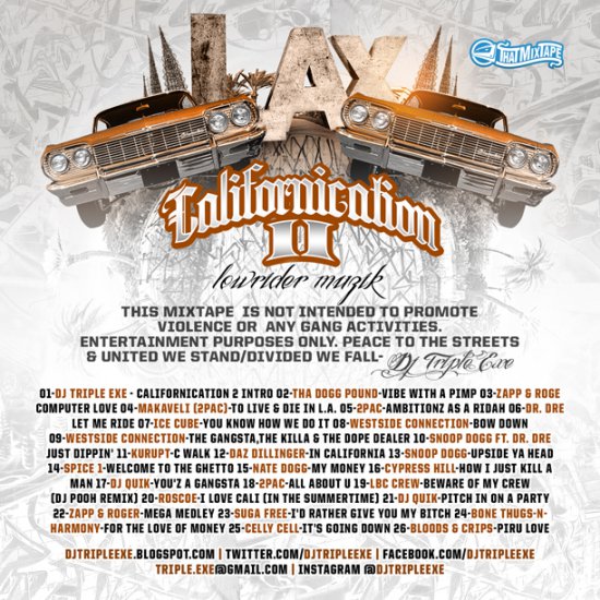 VA-DJ Triple Exe-Californication 2 - DJ Triple Exe - Californication 2 Lowrider Muzik back side.jpg