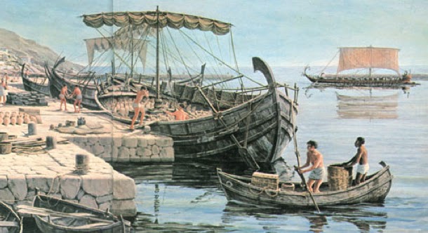 Gospodarka świata starożytnego - obrazy - Phoenician-Ships. Załadunek towaru.jpg