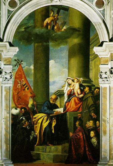 Tiziano Vecellio TYCJAN - Tiziano Vecellio 1519-26 Madonna con santos y miembros de la .jpg