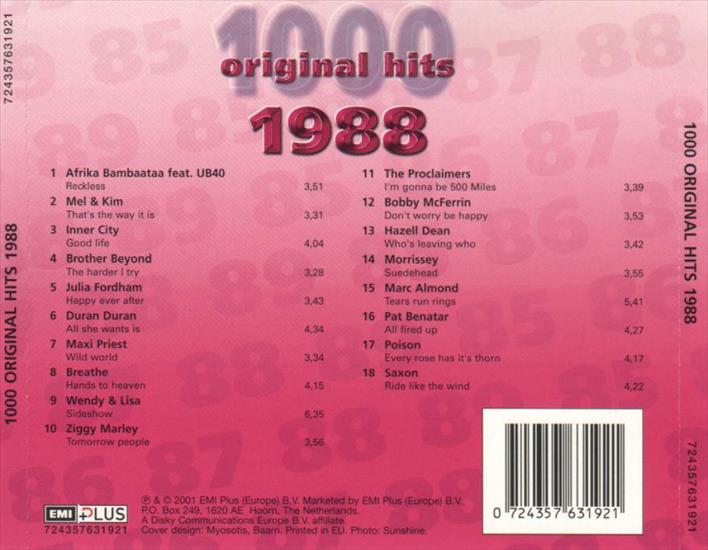 1000 Original Hits 1988 2001 - 1000 Original Hits 1988 - Back.jpg