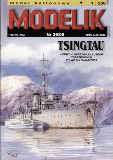 Modelik 2008-36 - DKM Tsingtau niemiecki okręt-baza kutrów torpedowych z II wojny światowej - 01.jpg