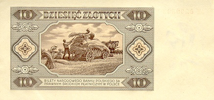 Banknoty Monety Numizmatyka Filatelistyka - PolandP136-10Zlotych-1948_b.jpg