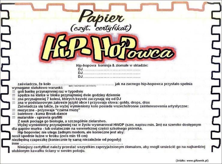 Śmieszne Dyplomy - Papier hiphopowca.jpg