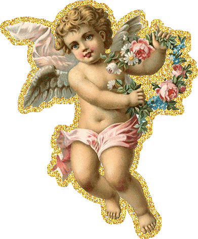 anioły - aniol gliter dziewczynka kwiaty4.gif