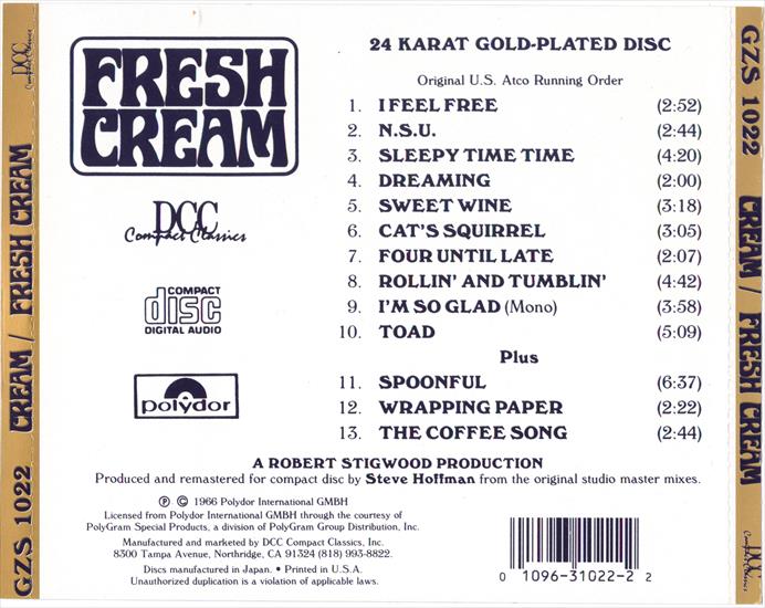 Fresh Cream Gold Disc 2000 - Cream - Fresh Cream DCC Gold Disc CD Back Cover.jpg