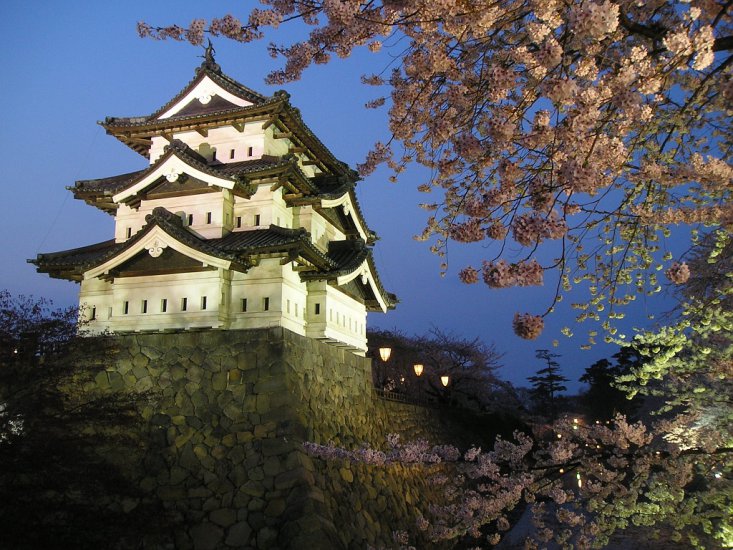 Hirosaki castle - Hirosaki-castle_at_night_Aomori_JAPAN.jpg