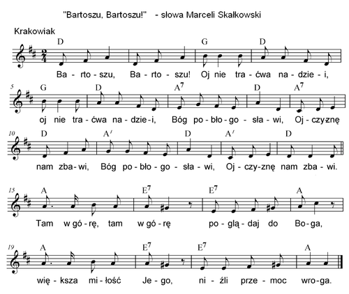 Karaoke patriotyczne - Bartoszu, Bartoszu nuty.PNG