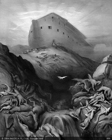 Grafiki Gustawa Dor do Biblii Jakuba Wujka - 008 Noe wypuszcza gołębicę 1 Mojż. 8,8.jpg