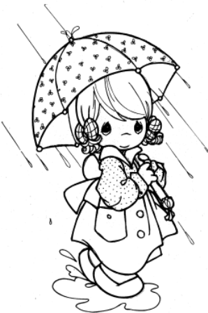 parasolki, deszcz - pogoda, deszcz, jesień - kolorowanka 37.bmp