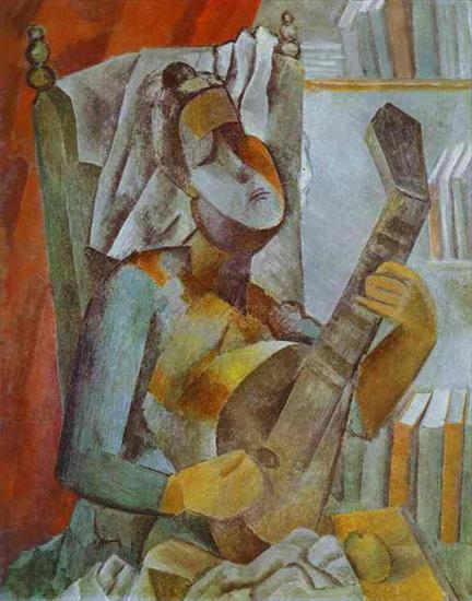 Pablo Picasso - picaso-Woman Playing the Mandoline. 1909.jpg
