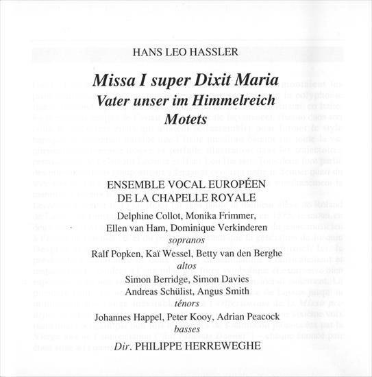 CoversBooklet - Hassler - Missa super dixit Maria - Booklet 01.jpg