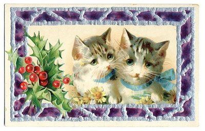 Retro Zima - vintage-textured-christmas-card-two-striped-cats-daisies-holly.jpg