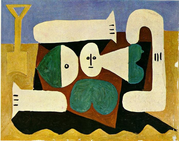 Picasso 1960 - Picasso Nu sur la plage et pelle. 12-April 1960. 114 x 146 c.jpg